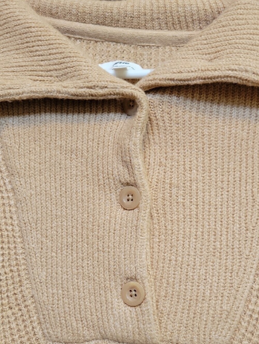 Aerie Oversized Waffle Knit Collared Sweater Beige Cozy Lounge Size Small NEW - Picture 6 of 11
